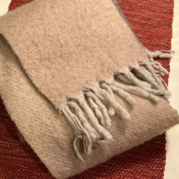 Wool blend woven felted striped scarf - Picture 2 of 8